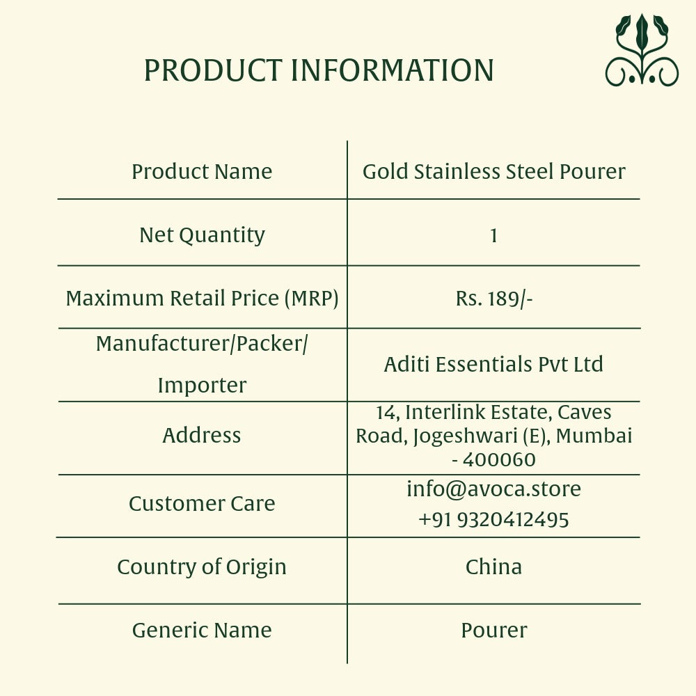 Gold Stainless Steel Pourer